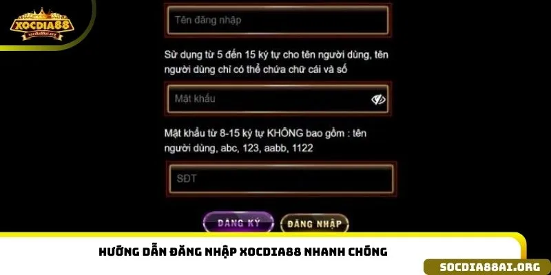 Hướng dẫn đăng nhập xocdia88 nhanh chóng